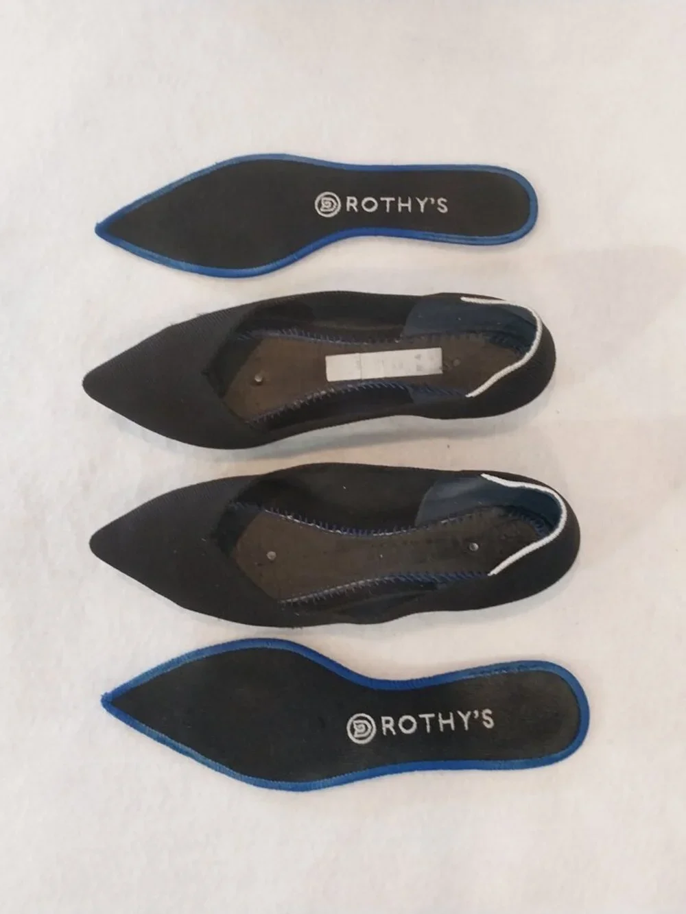 Rothy's Shoes Womens 8.5 Black The Point Slip On Knit Flats Comfort Walking